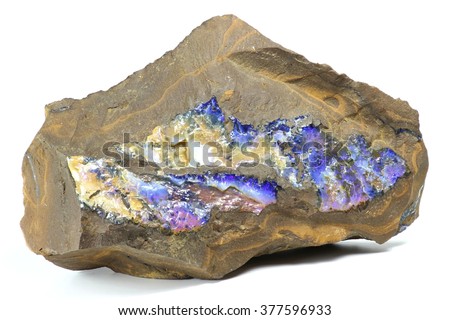 boulder opal found in Queensland/ Australia isolated on white background