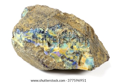 boulder opal found in Queensland/ Australia isolated on white background