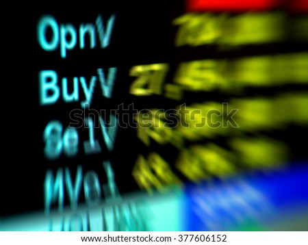 Motion blur picture of stock quotes display