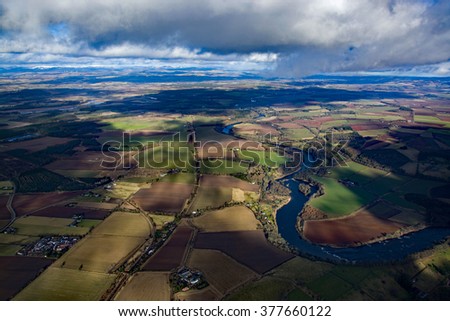 Aerial photo, taken during a flight over the lowlands of scottland in February.