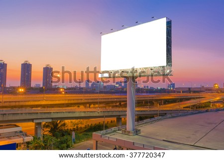 Blank billboard at sunset time for advertisement near the expressway