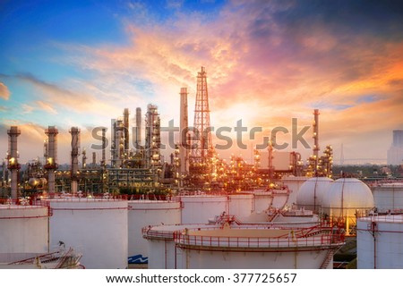 Oil and gas industry - refinery factory - petrochemical plant Royalty-Free Stock Photo #377725657