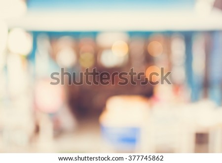 Blurred shopping mall with bokeh, vintage color