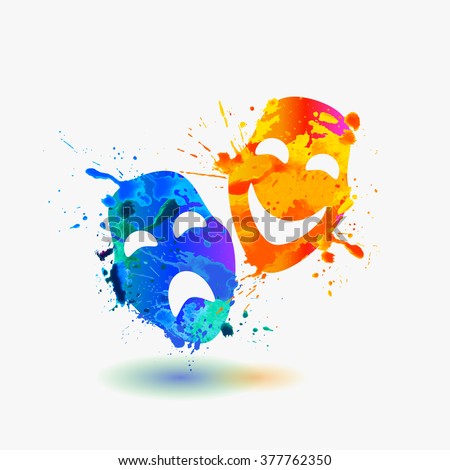 Theater mask. Sad and laughing Royalty-Free Stock Photo #377762350