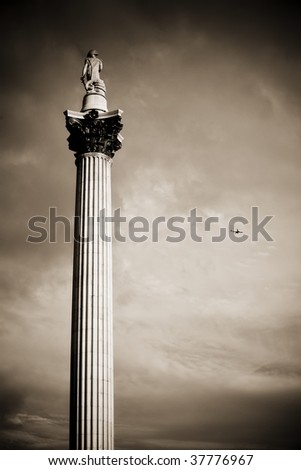 Nelson column in a dramatic sepia toned picture