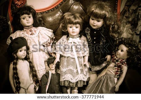 antique doll in vintage color  