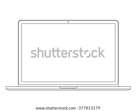 Outline drawing laptop. Elegant thin line style design. Vector illustration. Royalty-Free Stock Photo #377813179