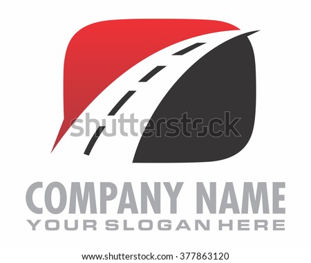 red black asphalt road highway logo vector