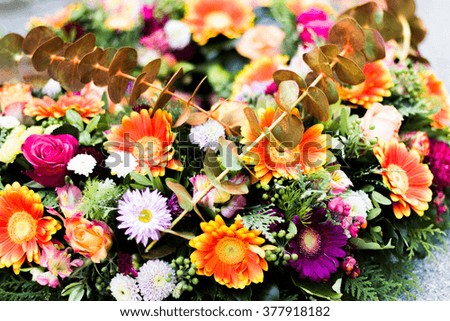 colorful Wreath close up soft focus 