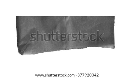 close up of a piece of black note paper on white background