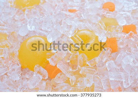 Orange juice in the  plastic package 