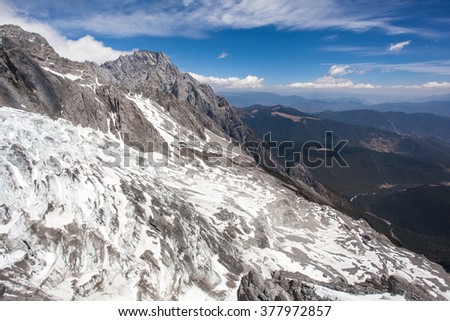 Glacier on Jade dragon snow mountain in Lijiang ,Yunnan, China