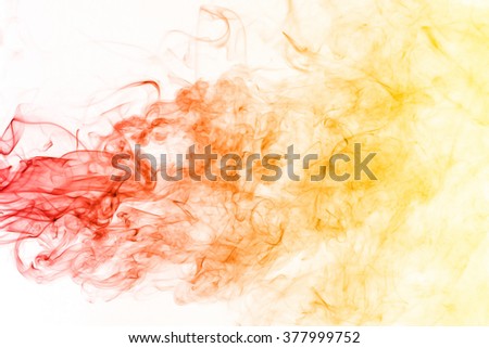 Red yellow smoke pattern on white background