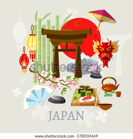Welcome to Japan japanese culture history and tradition vector illustration 