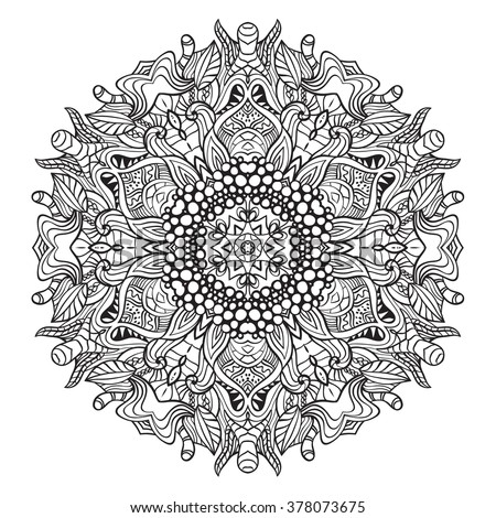 Adult coloring page. Mandala vector for art, coloring book, zendoodle. Round zentangle for coloring book pages, mandala design. Coloring mandala. round ornament  lace pattern 