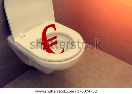 Toilet with an inscription