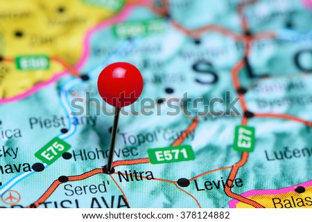 Nitra pinned on a map of Slovakia
