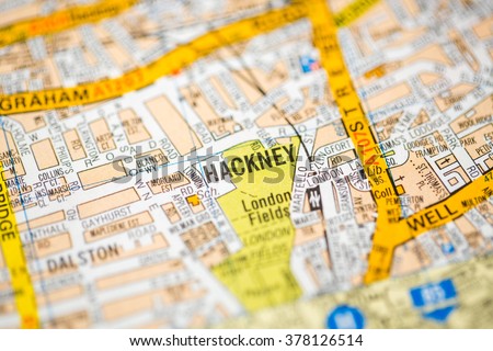Hackney. London, UK map. Royalty-Free Stock Photo #378126514