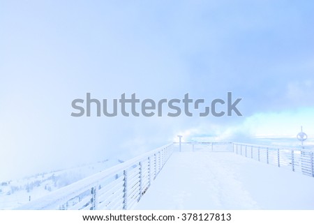 Panorama view of the swiss alps on top of Rigi mountain,Winter landscape on the mountain Rigi, in Switzerland