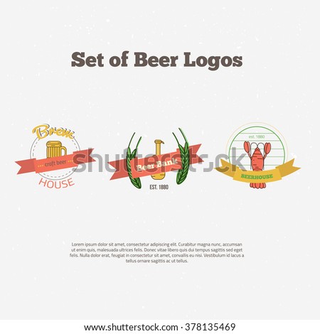 Retro styled colorful beer label set. Royalty free illustration for greeting card, ad, promotion, easter poster, flier, blog, article, marketing, signage, brochure, icon.