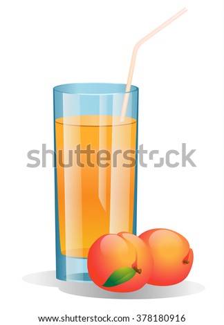 Shiny glass of peach juice. Vector