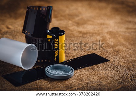 still life of file roll on brown background