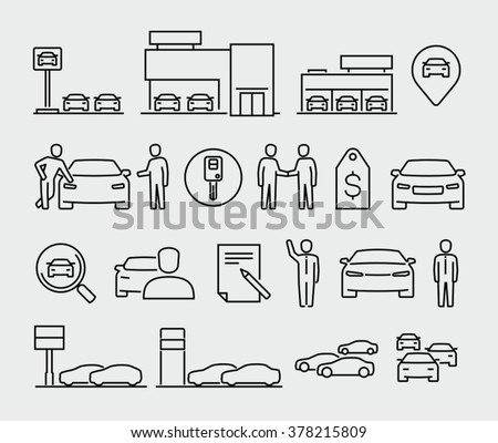 Car dealership vector icons  Royalty-Free Stock Photo #378215809