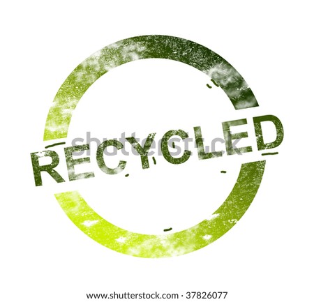  green recycled advertisement over white background. isolated illustration