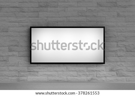 advertising light box on stone wall for background and clipping path
