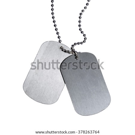 Military ID tags isolated on white background