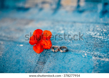 Wedding rings on a textured background