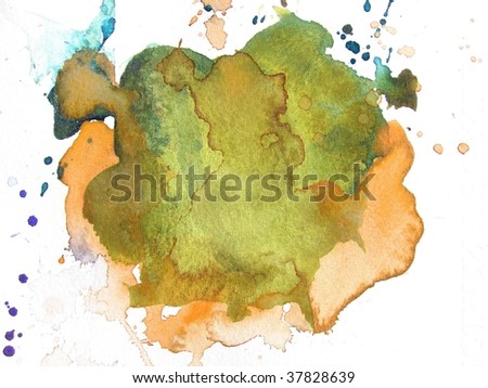 green and orange abstract paint background splash