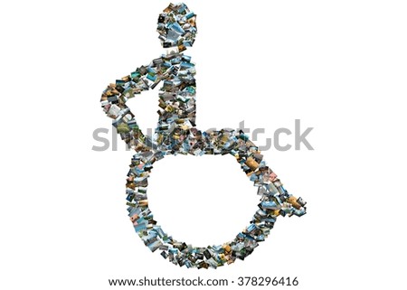 Collection of different photos placed as wheelchair shape
