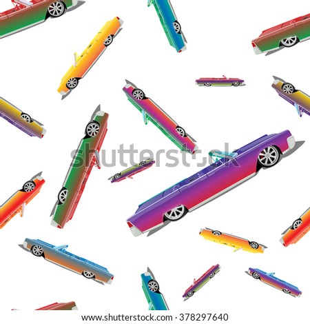 Old old school cars vector seamless pattern