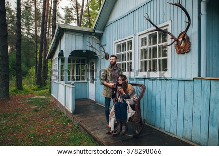 couple, people, holidays, family, house, forest, relaxation, comfort, wood, eclusion