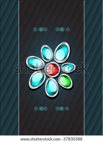 Abstract glass shapes on dark blue background
