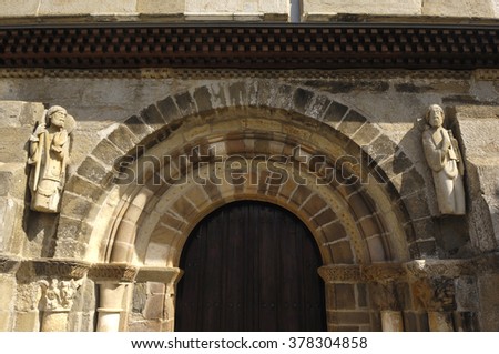 Santiago pilgrim door, Romanesque Church of Santa Marta de Tera, Via de la Plata, Zamora, Spain