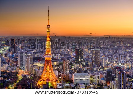Tokyo, Japan cityscape with Tokyo TOwer.