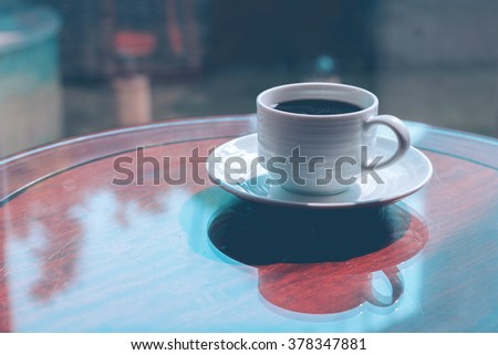 good morning Back Coffee cup in coffee shop - vintage style effect picture