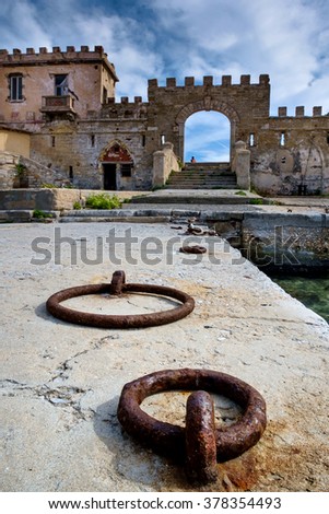 The entrance of old harbor of Pianosa Island in Tuscany, Italy
