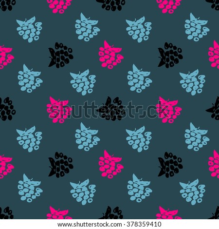 Seamless fruits raster pattern, background with colorful berries on the white backdrop. Hand sketch drawing. Series of Fruits and Hand Drawn Patterns.