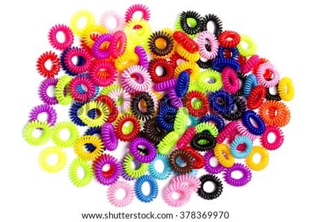 Spiral elastic rubber bands for hair of different colors