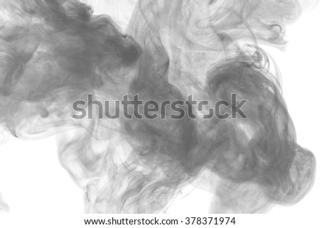 Abstract art. Grey smoke hookah on a white background. Inhalation. Steam Generator. The concept of aromatherapy.