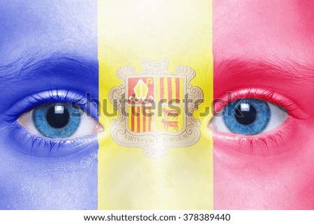 human's face with  flag 