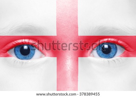 human's face with english flag 