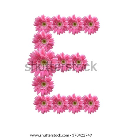 English alphabet from pink flowers on white background (whit clipping path)