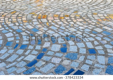 Marble-stone mosaic texture decorate on floor.