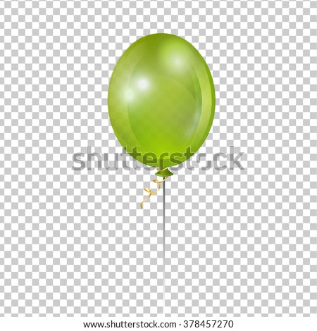 Lime green balloon. Transparent realistic ballon.