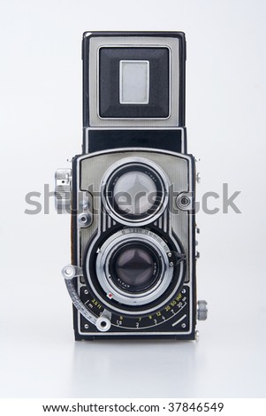 Old  photo camera.On white background.