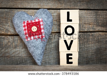 Decorative heart and love inscription